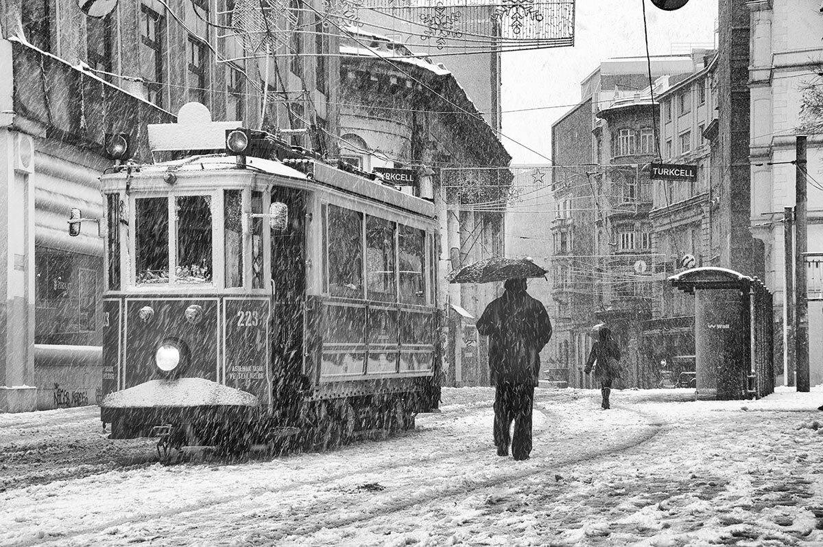 Istanbul, Istiklal, Snow, Tramvay, Winter, mustafa yagci