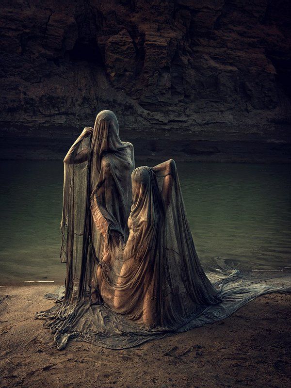 Берег, Девушки, Мокрые, Обнажение, Река, Русалка, Скала, Ткань Речные жительницы 2 фото превью