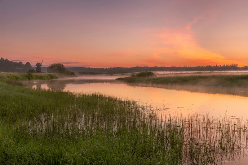 пейзаж, туман, закат, мельница, россия, михайловское Михайловское  фото превью