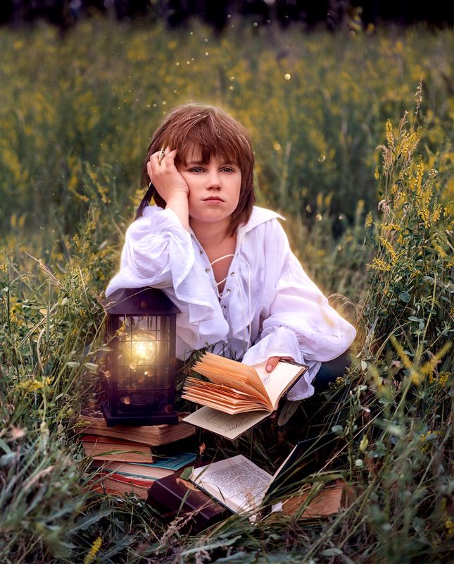 мальчик, поле, писатель, поэт Сказочник фото превью