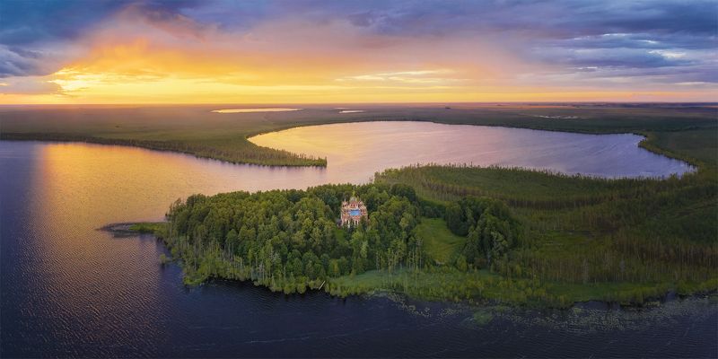 новгородская оласть, пейзаж, аэросъемка Рдейский монастырь фото превью