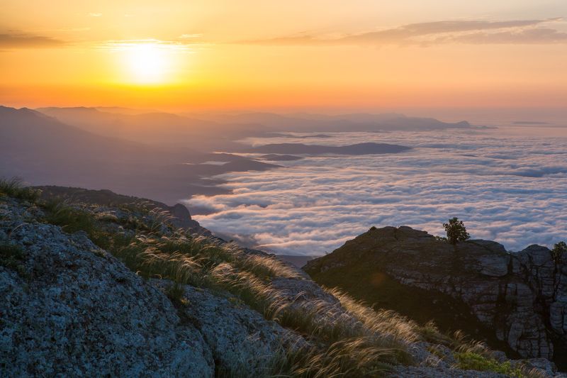 крым, рассвет, демерджи, облака, crimea, sunrise, demerdzhi, clouds Крымский рассвет фото превью
