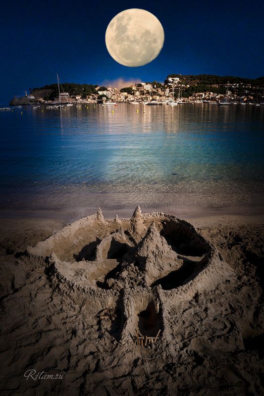 майорка, луна, море, фотография, ритам, мельгунов, ritam, melgunov, ночь, night, испания, mallorca, moon, seascape, moonscape, landscape, spain, travel, photography, bluehour, port de sóller, por tde soller, sand city, moon city, шри ауробиндо, ауробиндо, Лунный город / A Moon City фото превью