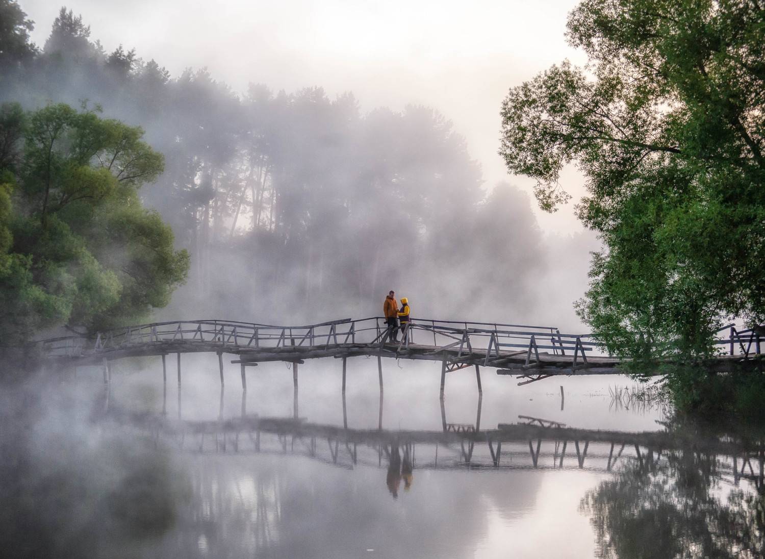 рассвет, пейзаж , туман, мост, Андрей Малыгин