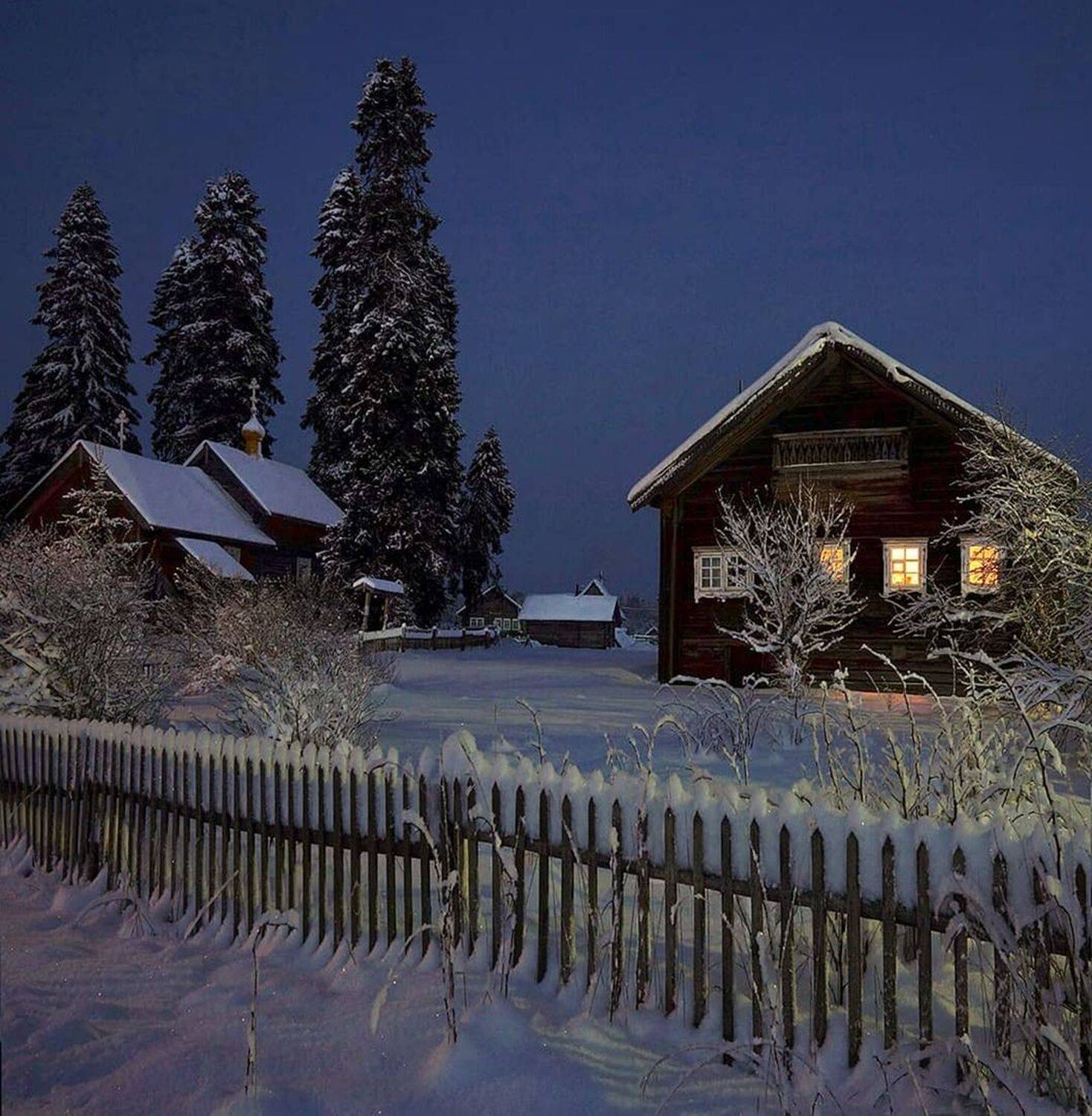 деревня, архитектура, церковь, зима, Петр Косых
