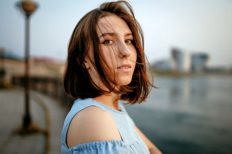 девушка, портрет, закат, сибирь Вилина фото превью