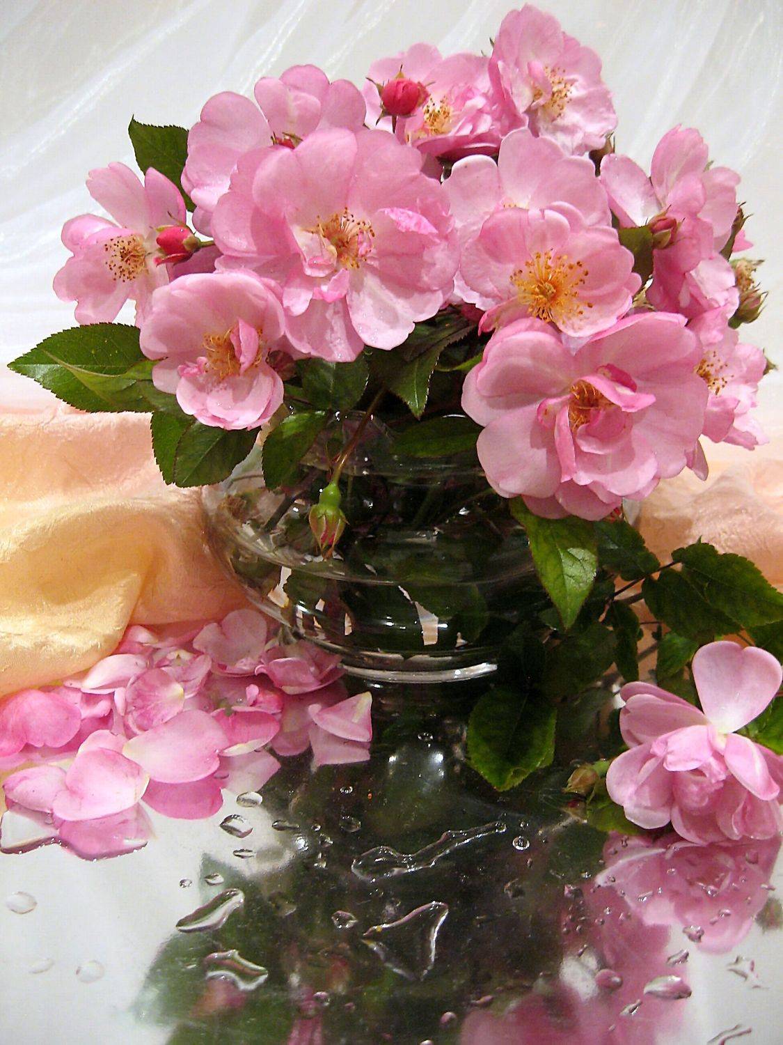 цветы, букет, розы, ваза, стекло, Наталия Тихомирова