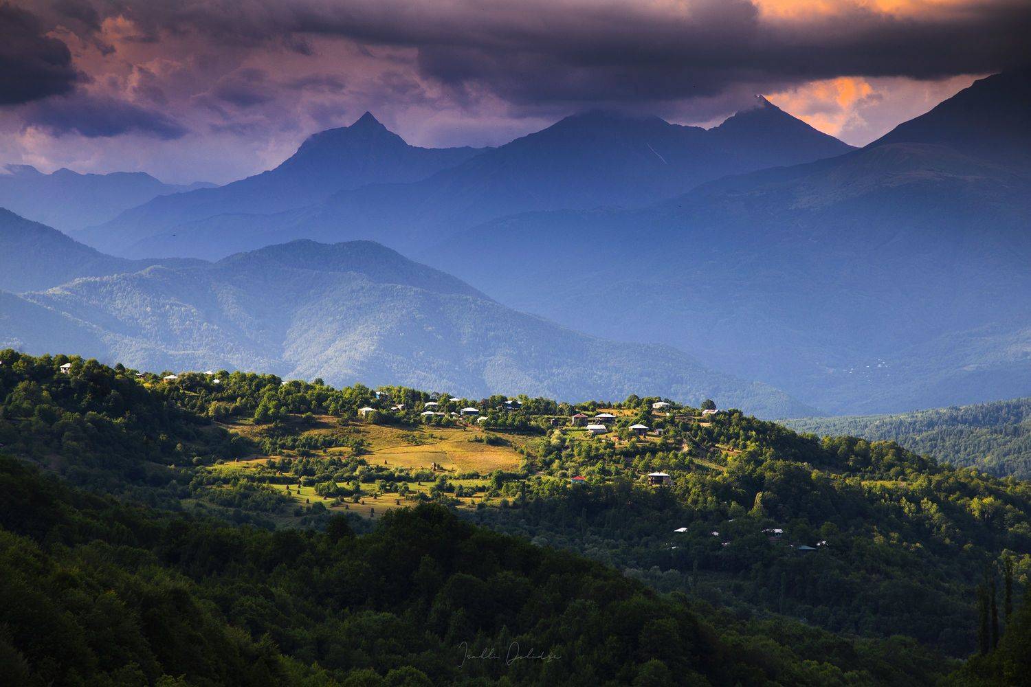 travel, mountains, clouds, outdoor, landscape, village, georgia,, ირაკლი დოლიძე