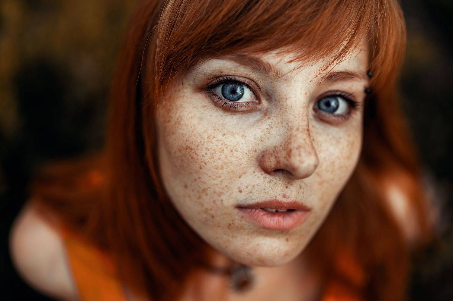 девушка, рыжая, портрет, глаза, веснушки, Egor Boloznev