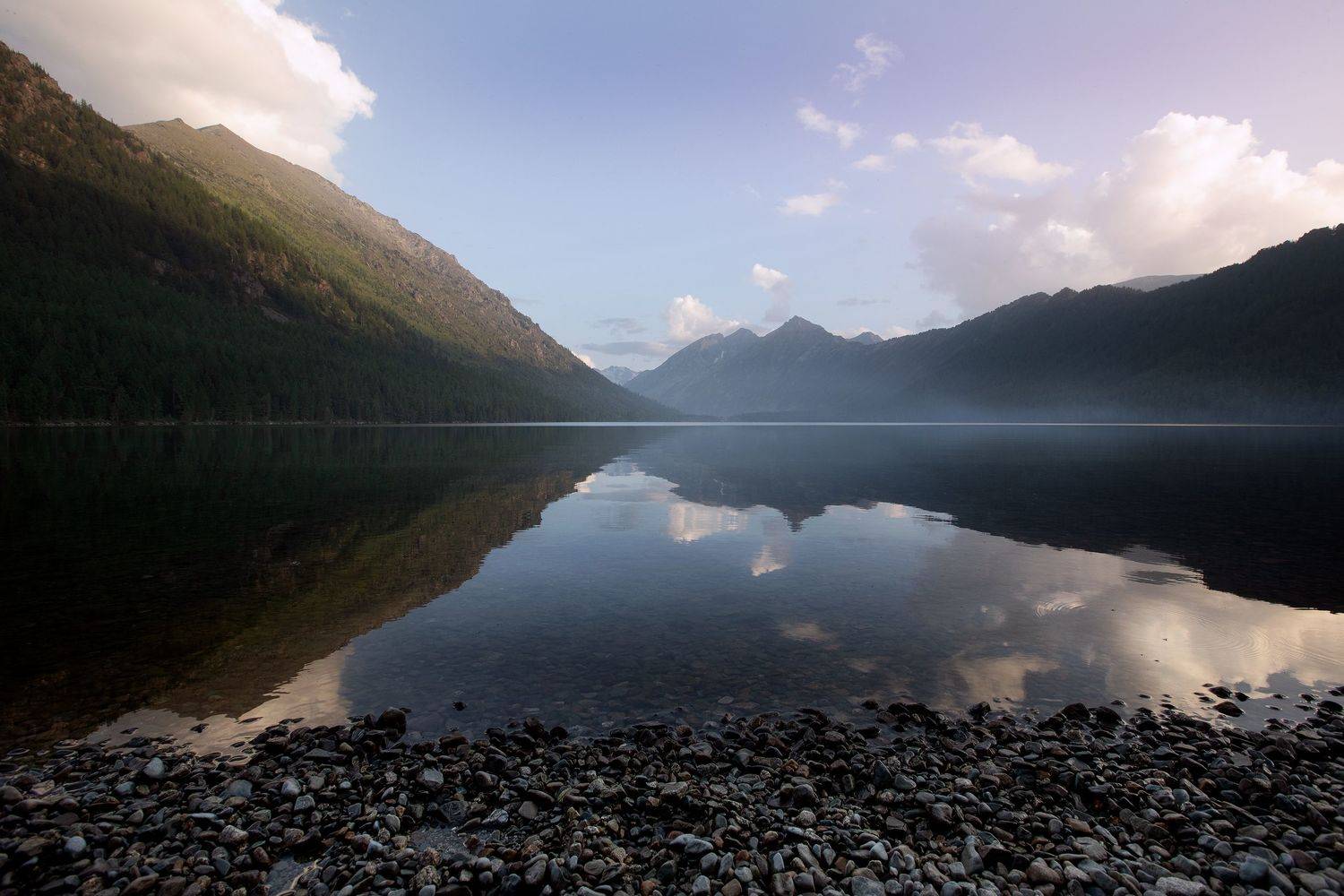 пейзаж, природа, горы, алтай, озеро, туман, закат, Станислав Попов