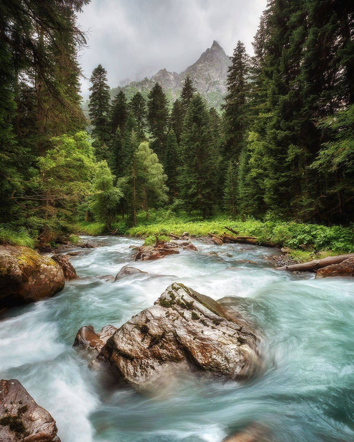 горная река, лето, горы, пейзаж, кавказ, Tania Leschinskaya