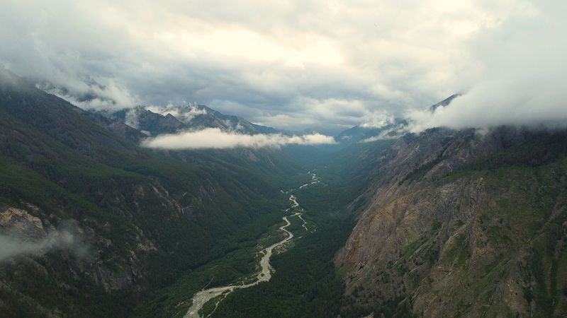 mountains, river, height, clouds, sky, landscape Higher than clouds фото превью