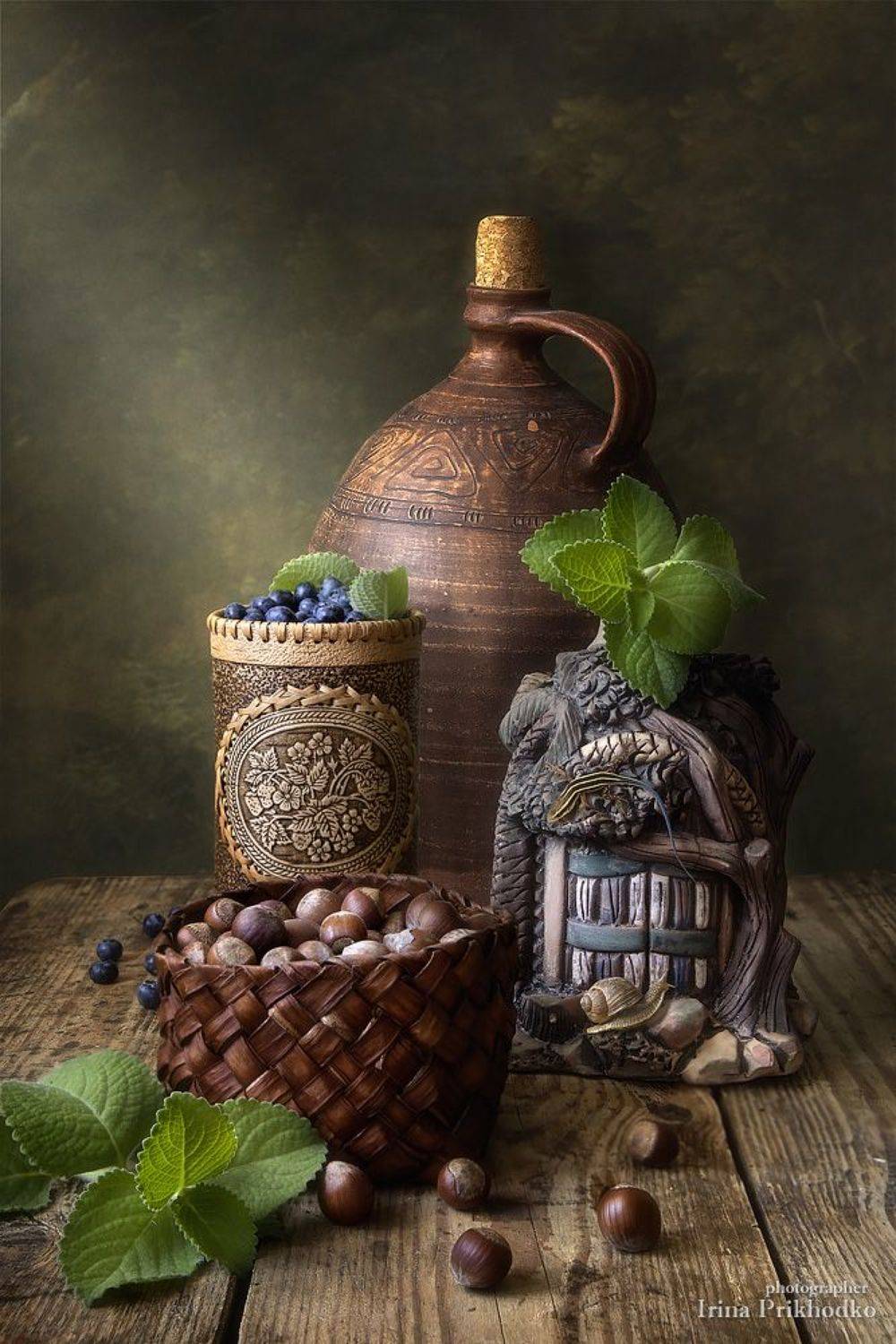 натюрморт, лето, орехи, ягоды, винтажный, Ирина Приходько