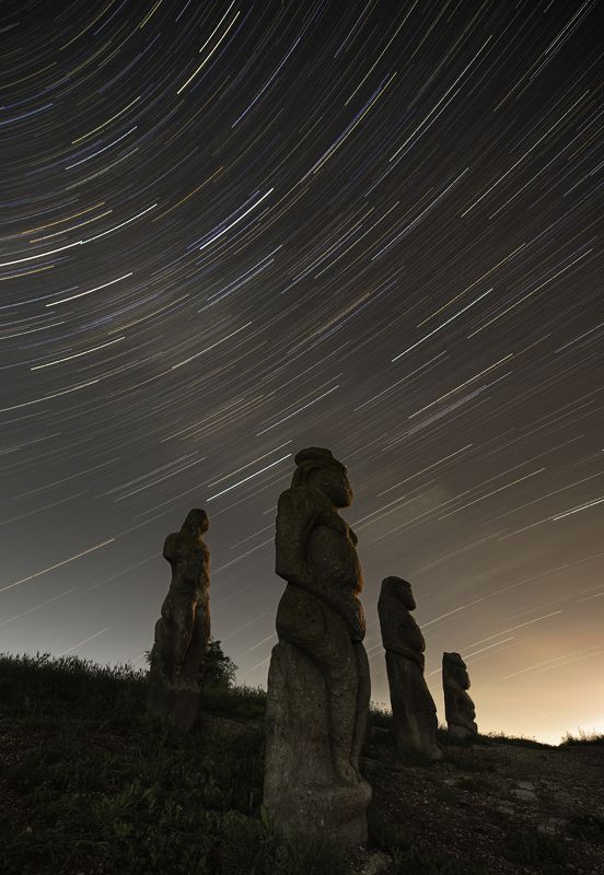 star trails, stars, milky way, nightscape, landscape Witnesses of the Past | Guards of the Future фото превью