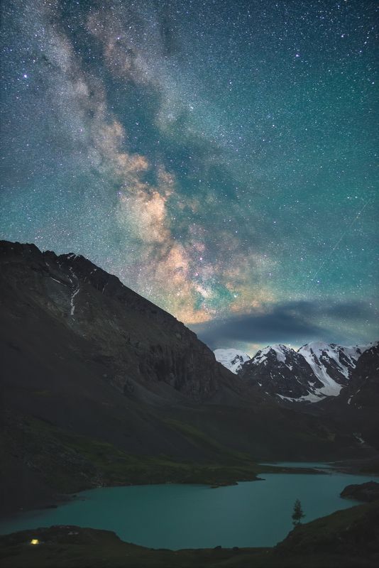алтай, горныйалтай , каракабак, пейзаж, горы, млечный путь, ночь, озеро Ночь в долине Каракабак фото превью