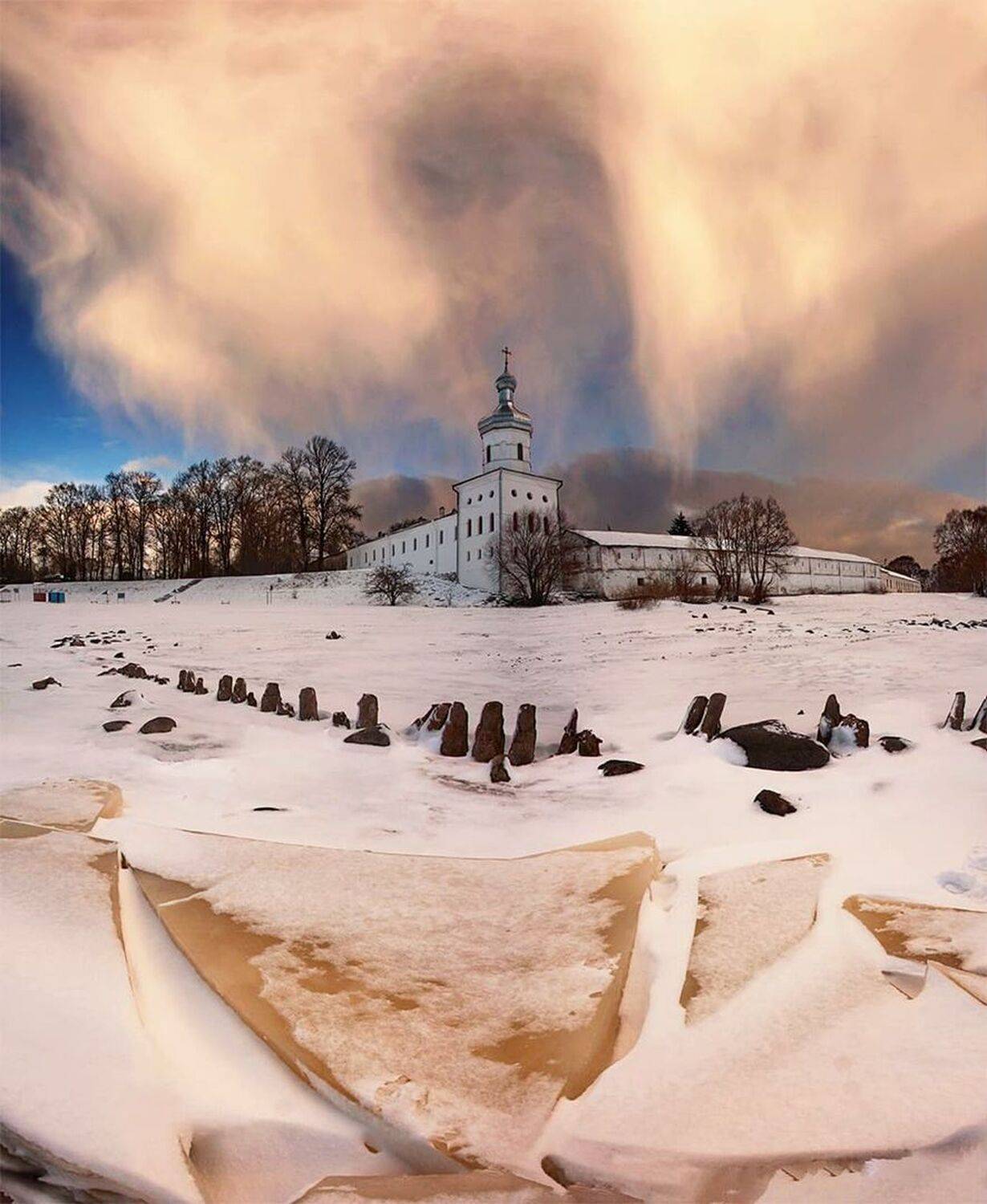 церовь, небо, архитектура, новгород, зима, Петр Косых