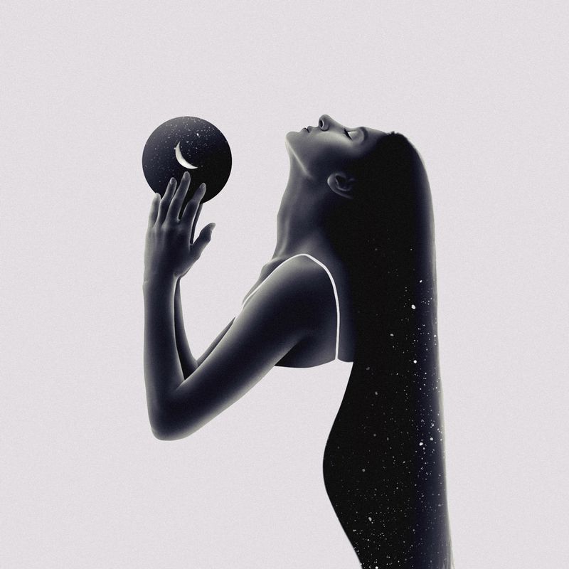 silhouette, art, fine art, conceptual, night, starry night, portrait, surreal, minimalism, moon The Starry Night фото превью