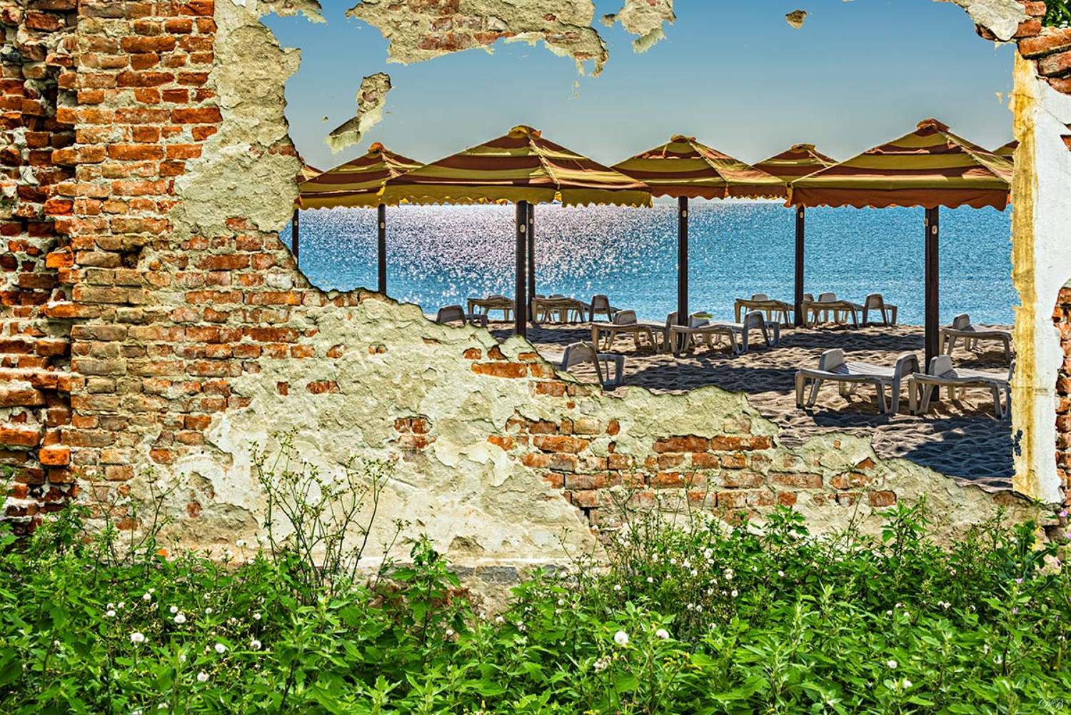 beach, blue, collage, color, colors, concept, conceptual, digital, digital photography, green, photography, sea, wall,, Dr Didi Baev