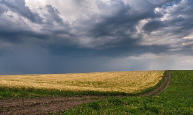 Дорога, Небо, Облака, Пейзаж, Поле, Природа Формы бесконечности фото превью