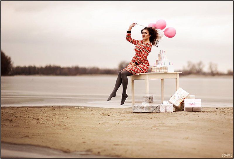 Девушка, Ноябрь, праздник, Река \