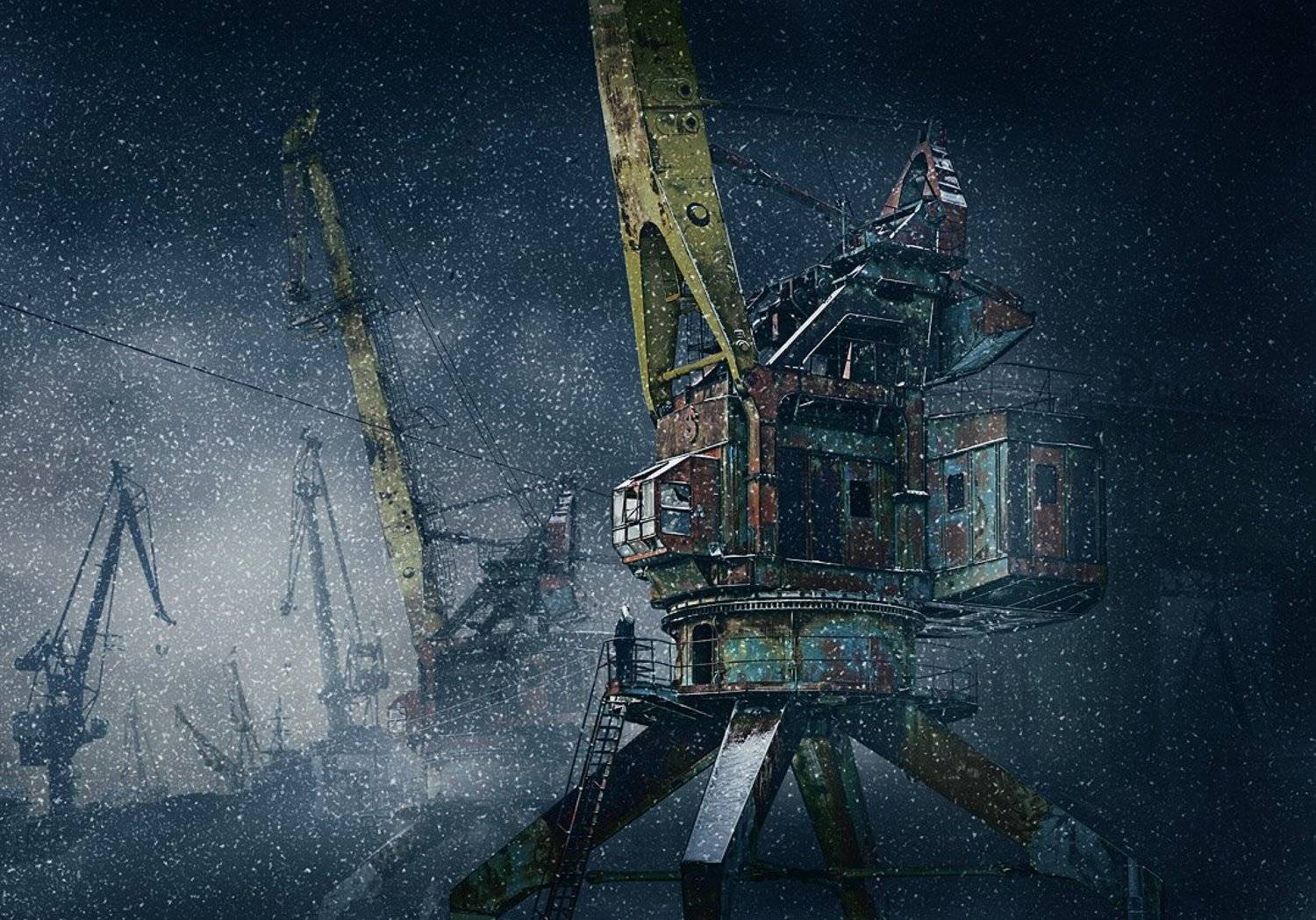 краны, новый, год, Boji