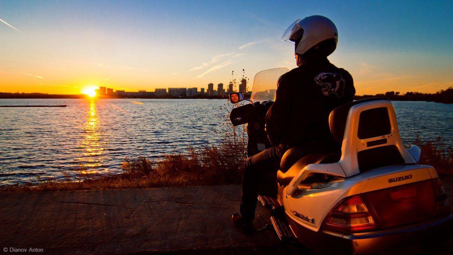 Burgman, Skywave, Suzuki., Закат, Москва, Мото, Мотоцикл, Строгино, Фото на мотоцикле, Дианов Антон