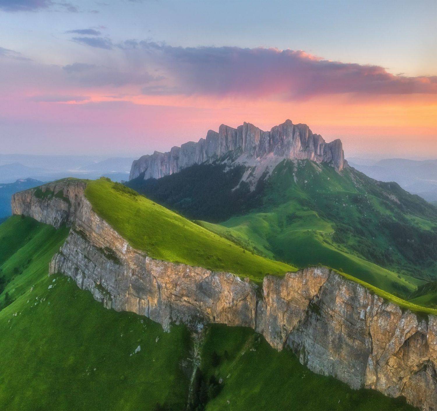 западный кавказ, большой тхач, рассвет, лето, коптер, Николай Мысливцев