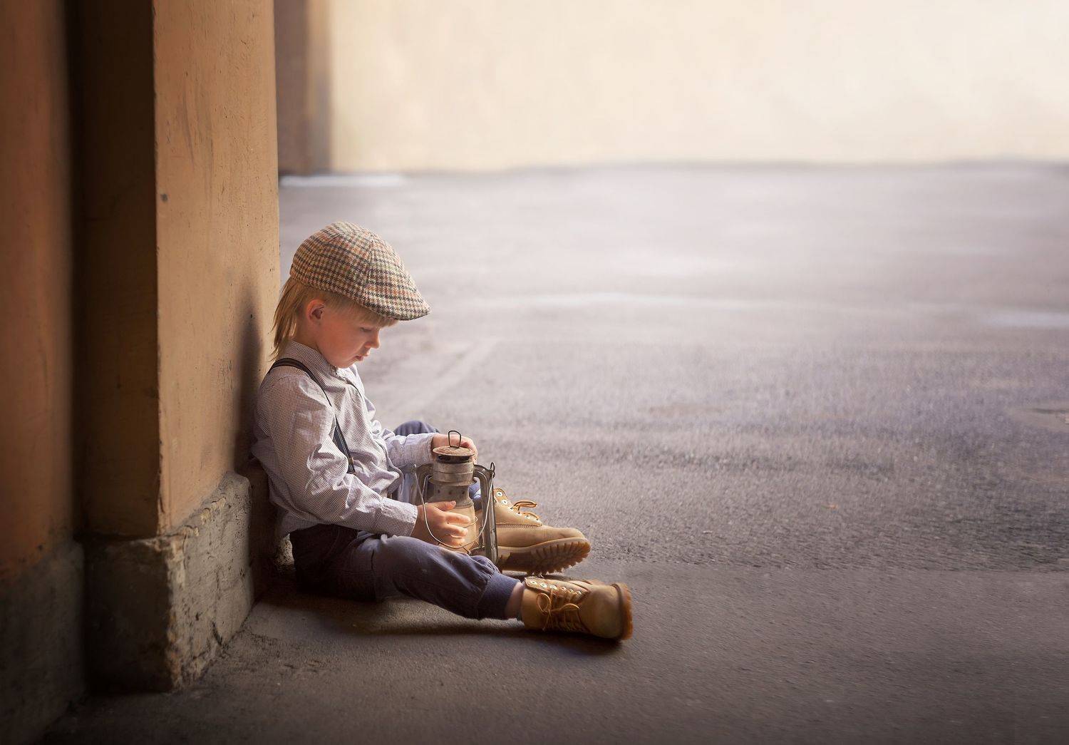 винтаж, ретро, мальчик, загадать желание, чудо,  мечта, керосиновая лампа, Селезнева Ольга