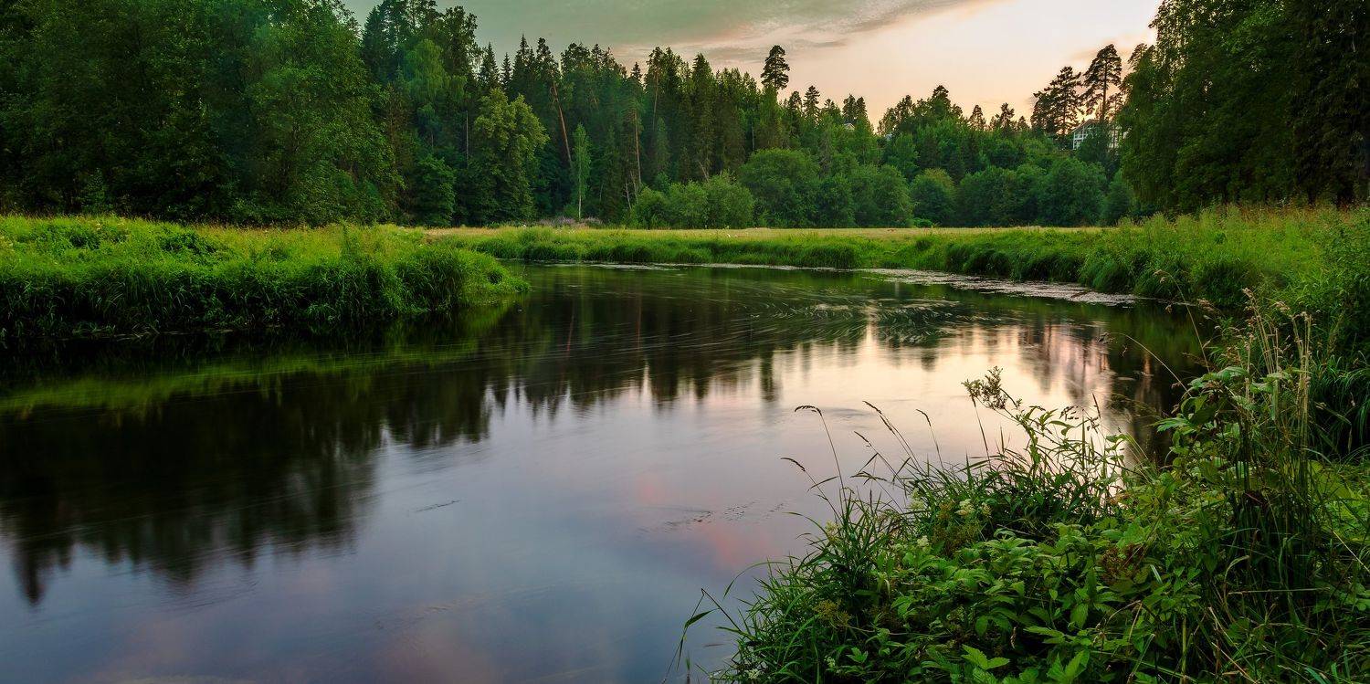 вечер, пейзаж, река, закат, лето, Александр Игнатьев