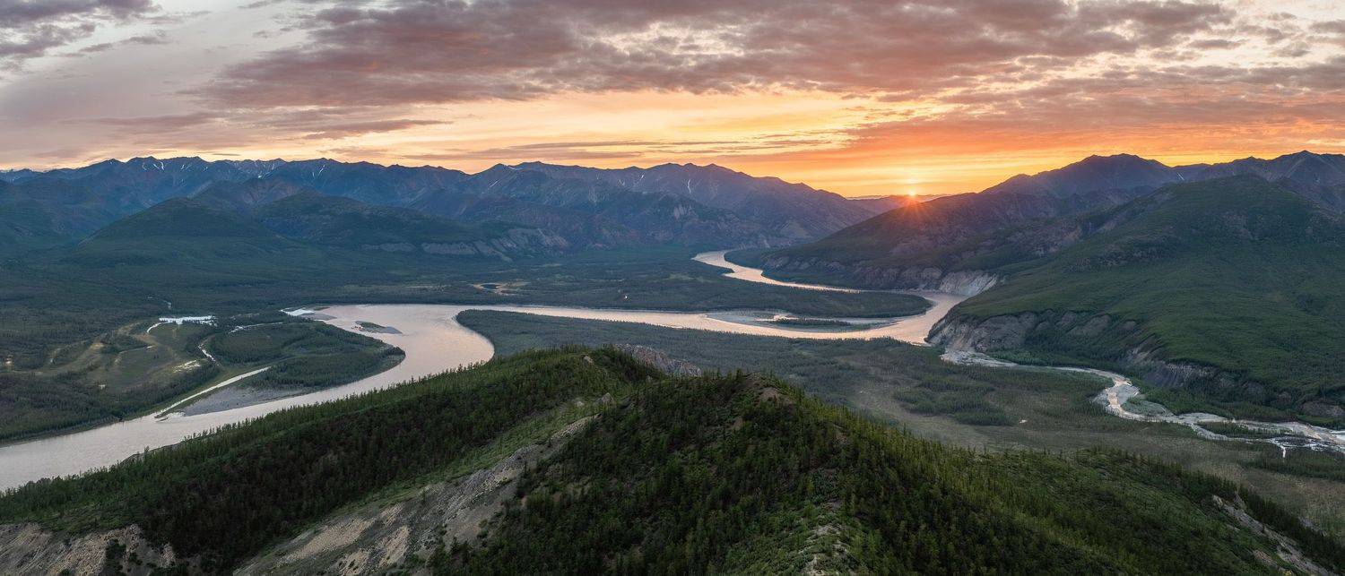 якутия, саха, россия, лето, горы, индигирка, река, восход, панорама, природа, пейзаж, yakutia, sakha, russia, summer, mountains, indigirka, river, sunrise, panorama, nature, landscape, Алексей Королёв