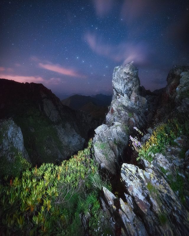 ночь, звезды, большая медведица, горы, кавказ, пейзаж, красная поляна, сочи Причудливые заповедные сны фото превью