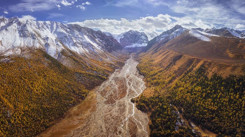 алтай, осень, россия, вечер, гора, горы, долина, ледник, пейзаж, панорама, актру Долина Актру фото превью