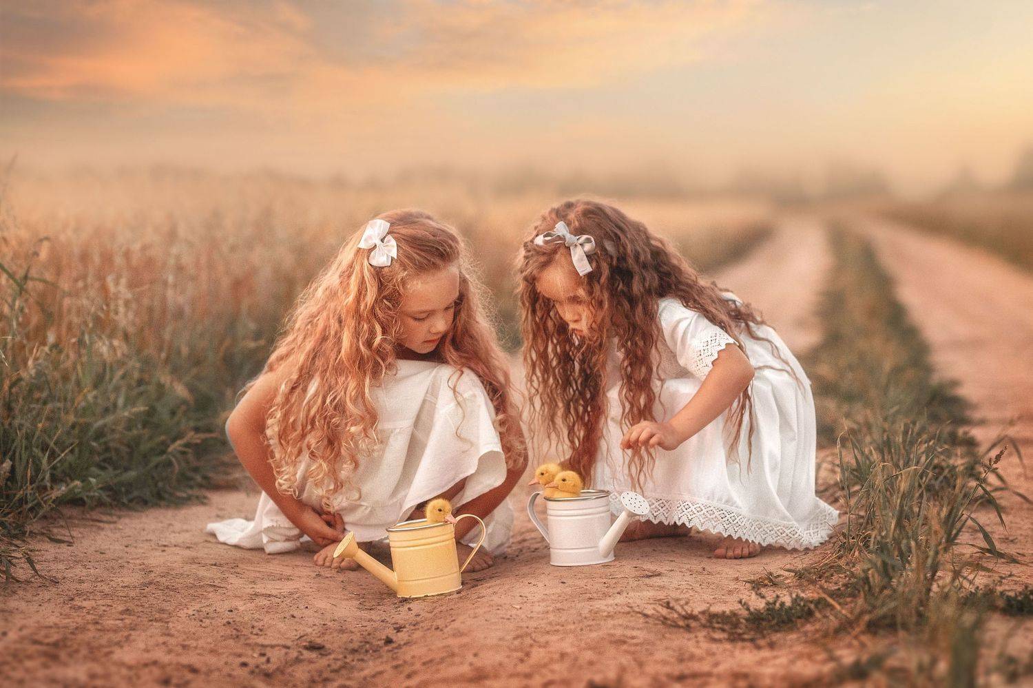 дети, девочки, утята, природа, детская, Елена Чернигина