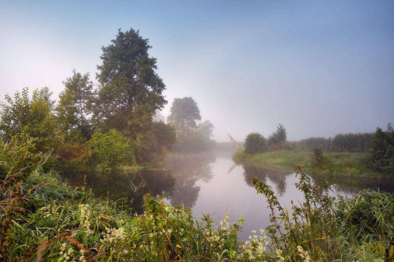август, беларусь, лето, рассвет, река, рыбалка, туман, уса, утро, Вейзе Максим