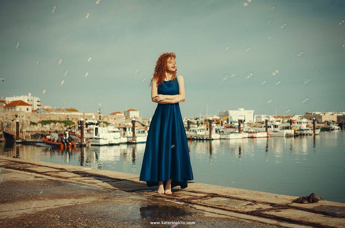marina, ginger, lady, happy, hope, childhood, reed head, model, woman, bubbles, emotion, blue, Катерина Клио