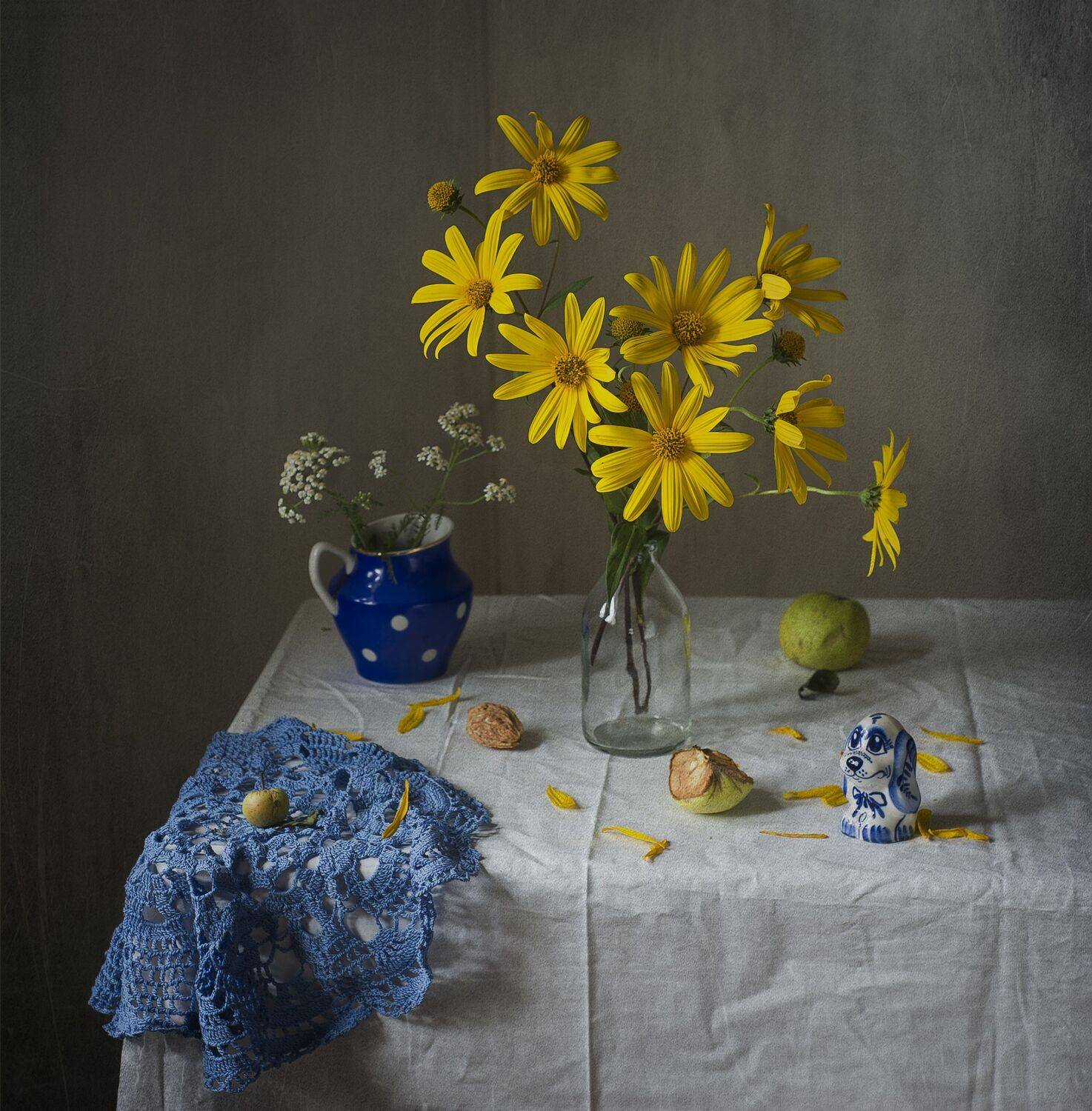 топинамбур, салфетка, собачка, лето, август, натюрморт, Оксана Евкодимова