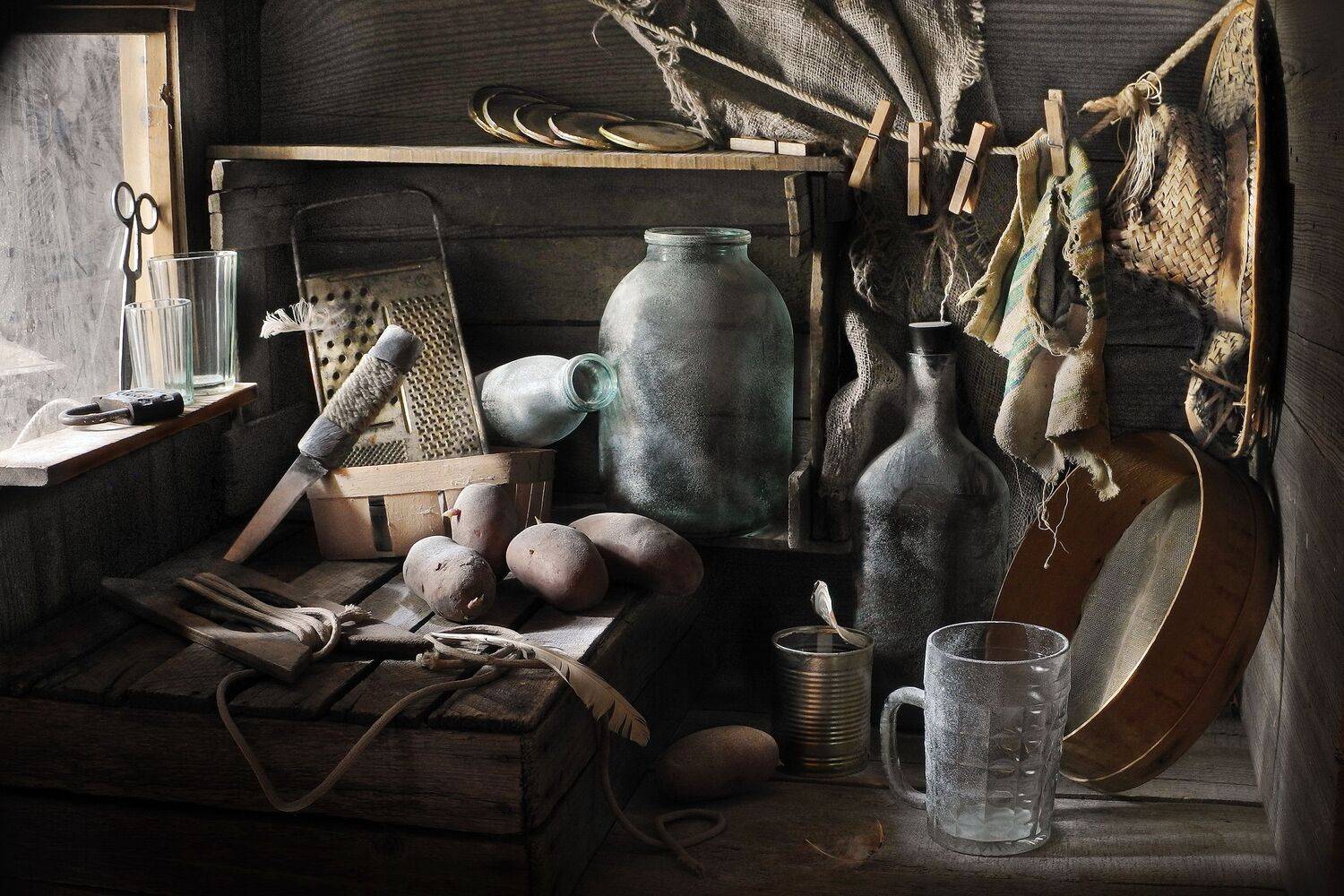 натюрморт банка нож ретро чулан сарай кладовка, Сергей Фунтовой