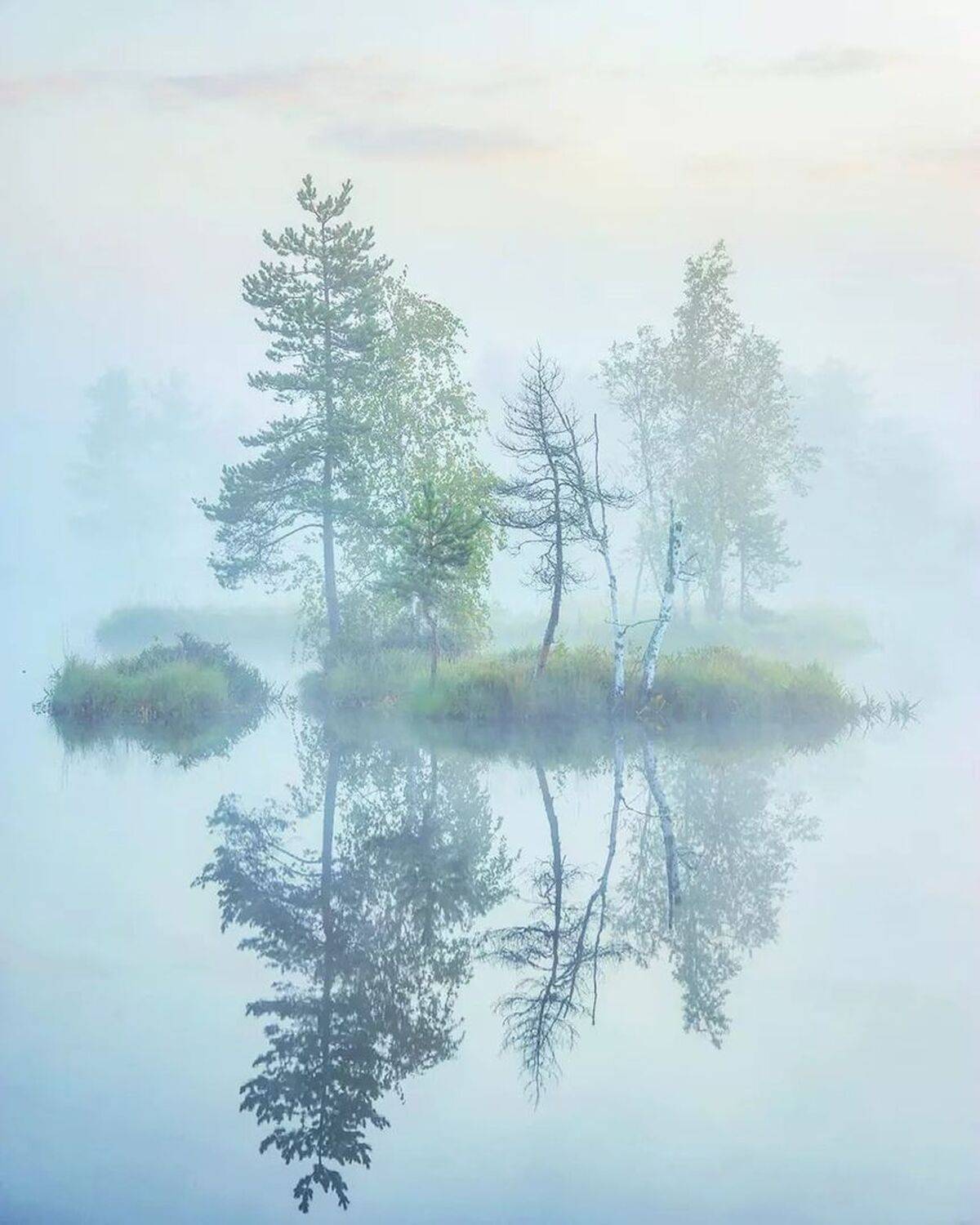 утро, туман, остров, рассвет, Петр Косых