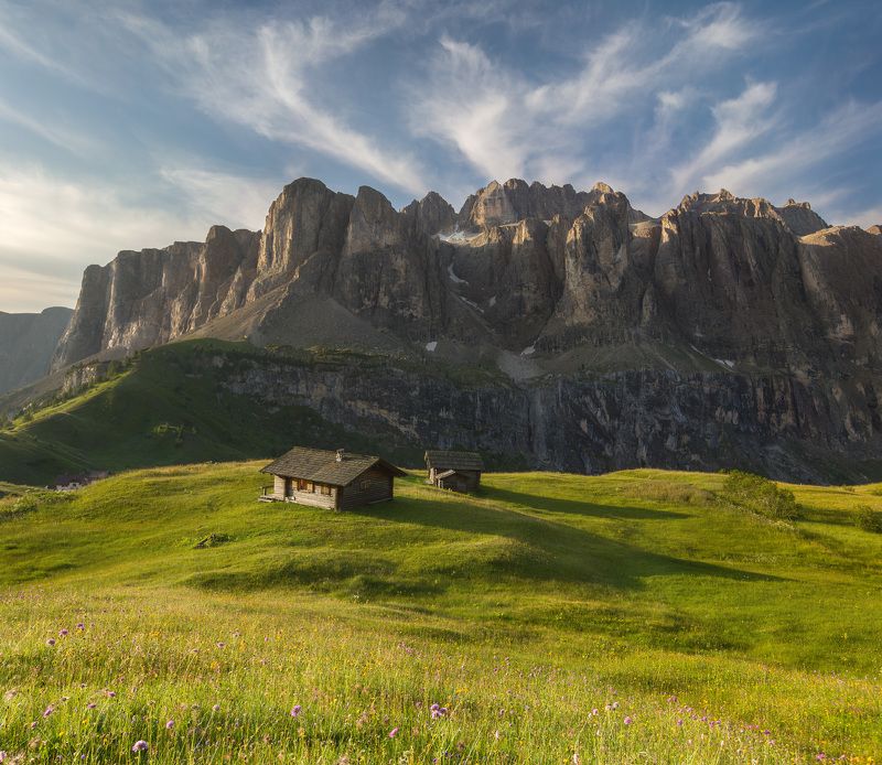 италия, доломиты, горы, облака, восход, природа, landscape, italy, dolomites, golden hour, golden light, sunrise Летним утром. фото превью