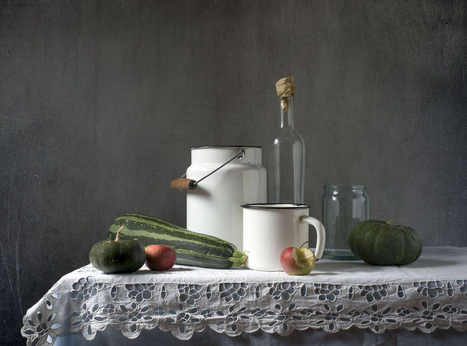 бидон, кружка, тыква, кабачок, яблоко, Оксана Евкодимова