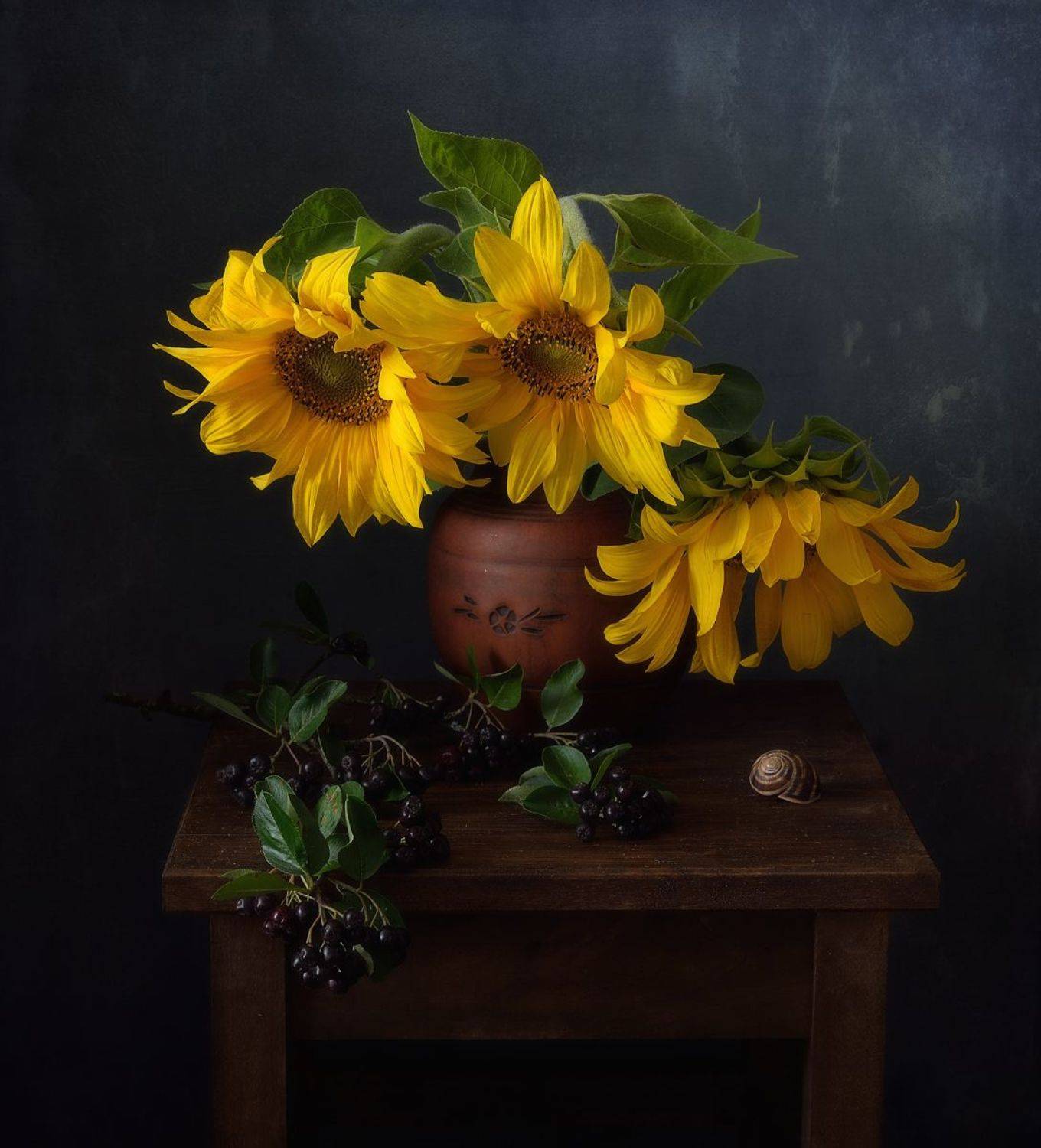 натюрморт,композиция,рябина,ягоды,подсолнухи,арония, Наталия К