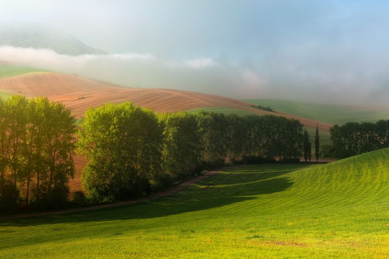 Fog over the waves of the Turiec region фото превью