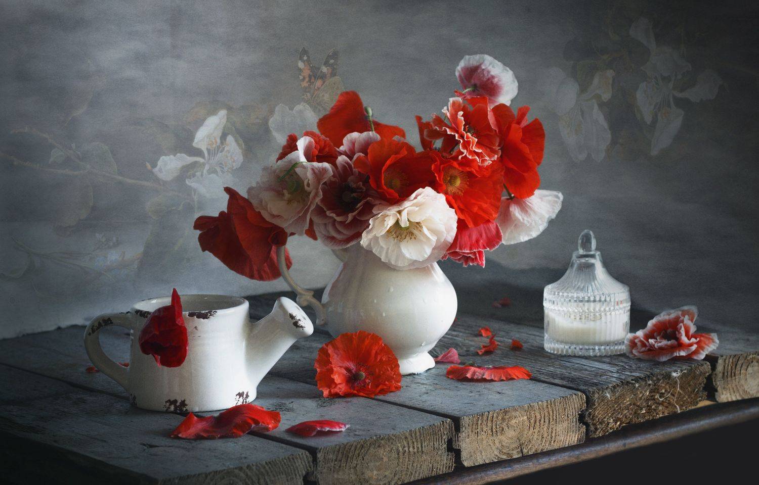 натюрморт, букет цветов, маки,, Лионелла Зимина