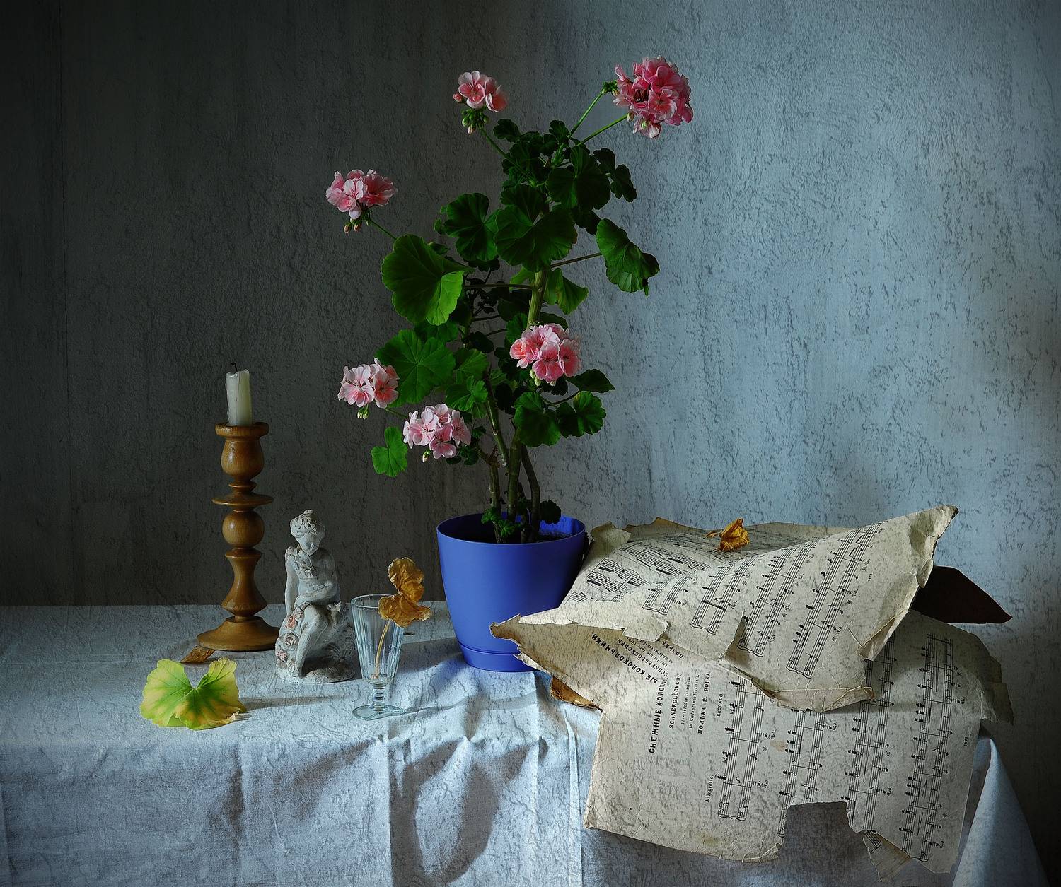 ноты, герань, статуэтка, Оксана Евкодимова