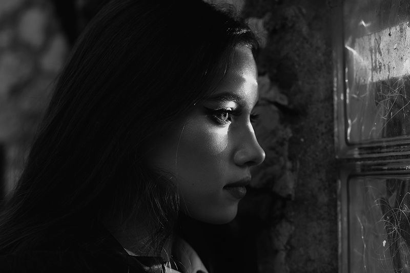 девушка, чб, портрет  *** фото превью