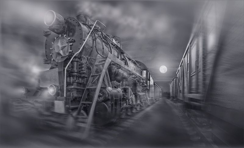 ретро, художественное, фото, экспресс, паровоз Ночной экспресс фото превью