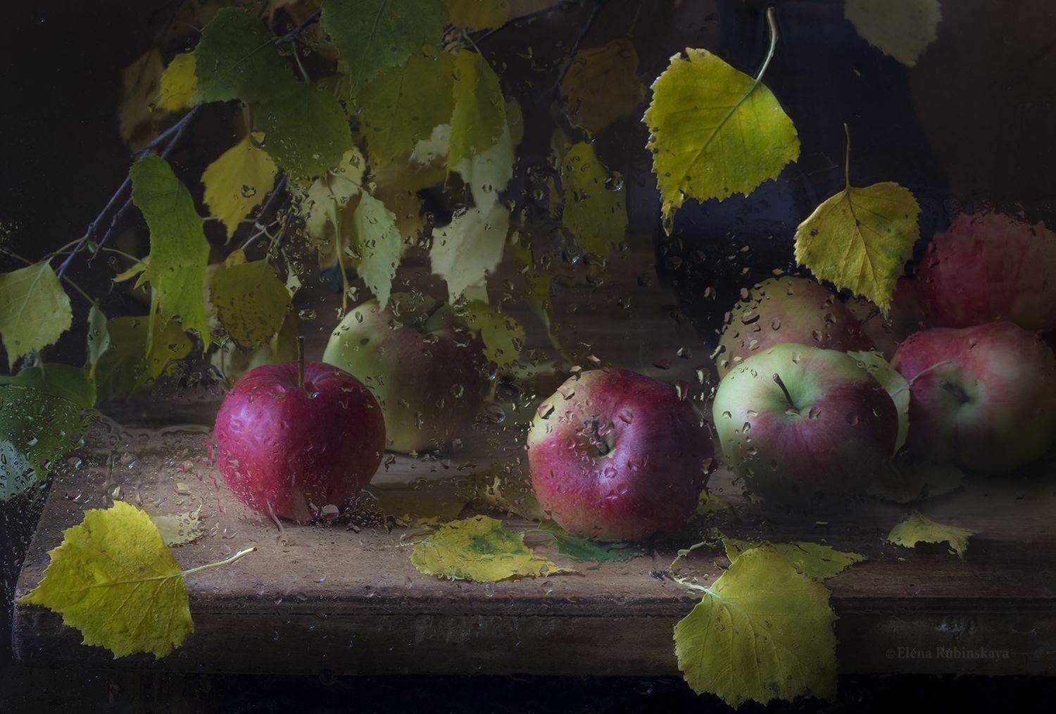 кострома, натюрморт, яблоки, осень, стекло, Елена Рубинская