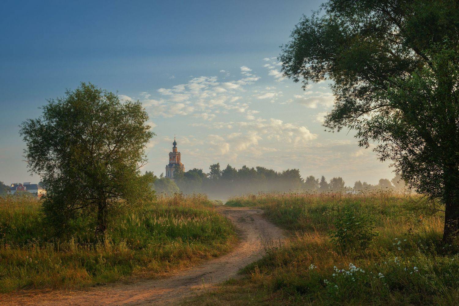 туман, храм, утро, подмосковье, уборы, Александр Стрельчук