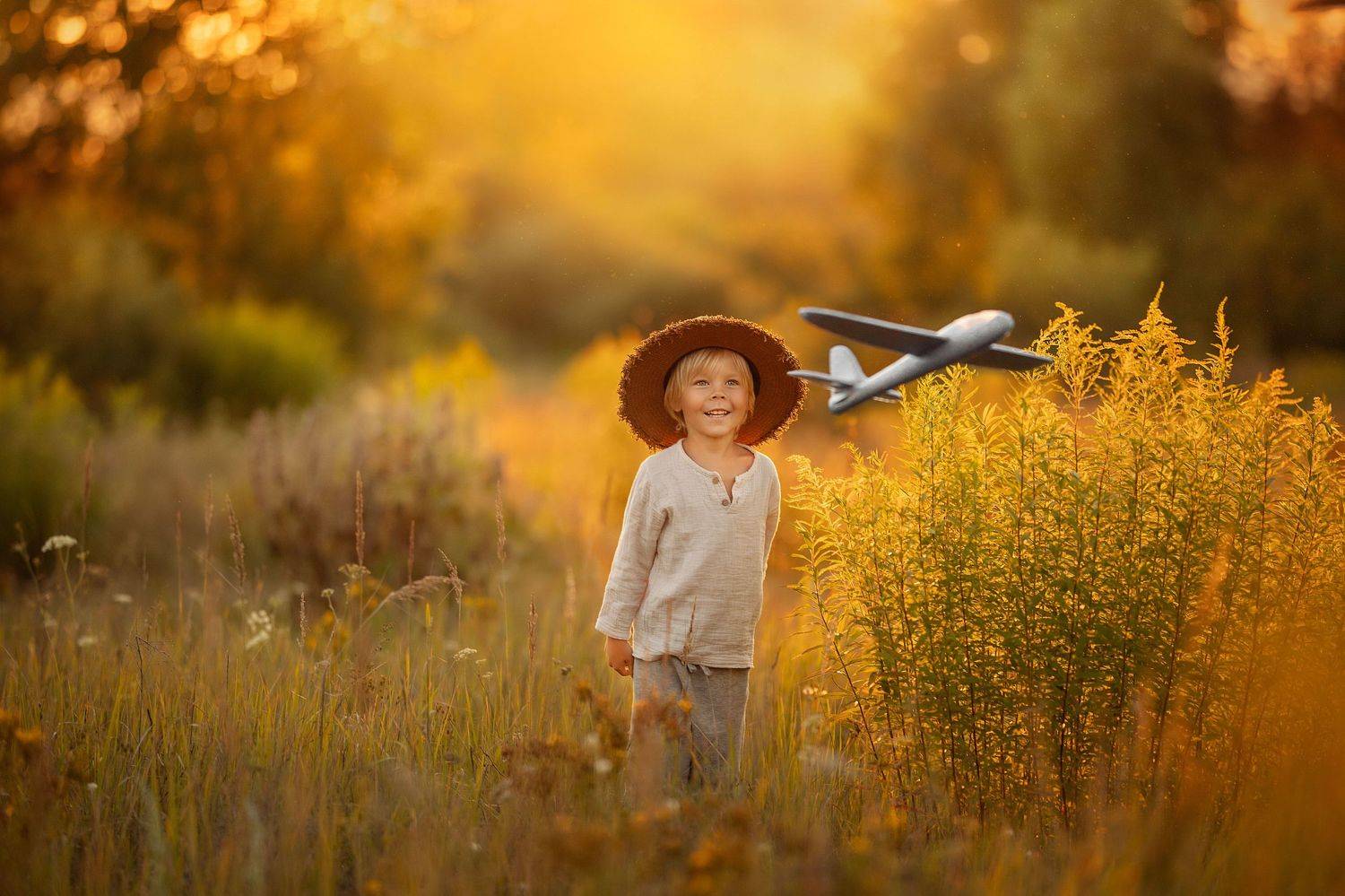 мальчики, дети, детство, лето, самолет,  деревенские, Елена Чернигина