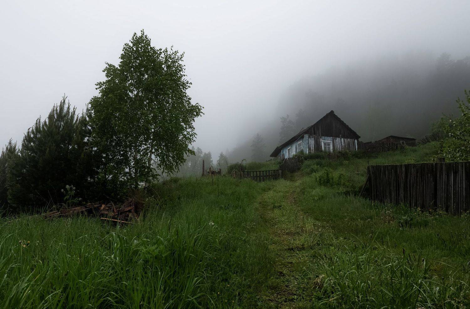 дом, река, туман, одиночество,, Марина Фомина